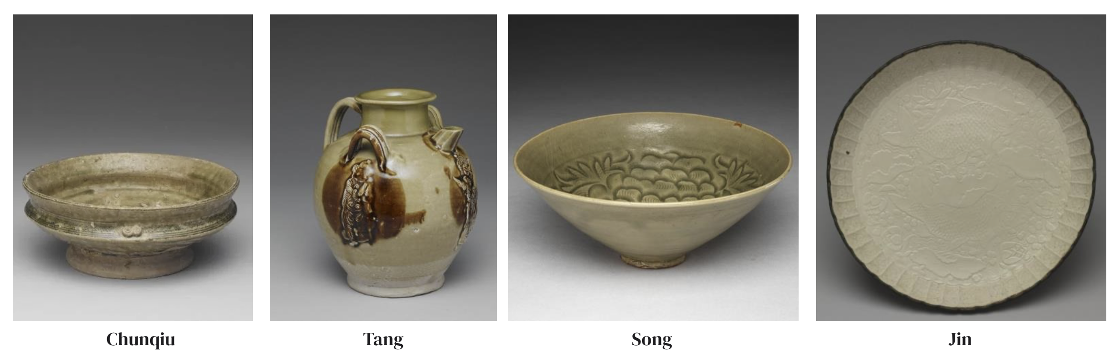 Ceramic examples from the Chunqiu, Tang, Song, and Jin periods