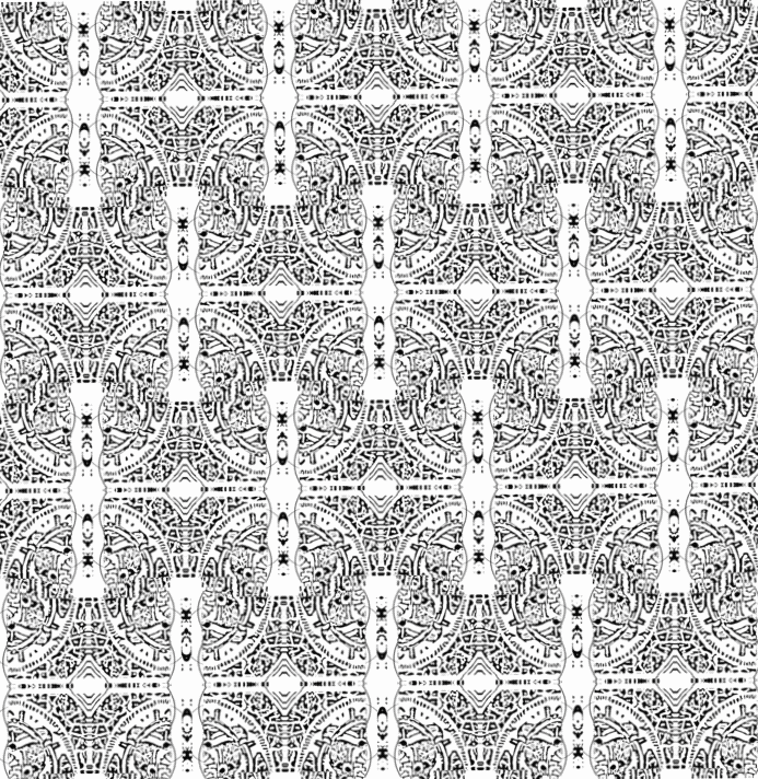 Animated black-and-white tessellation generated by Gen-Motif