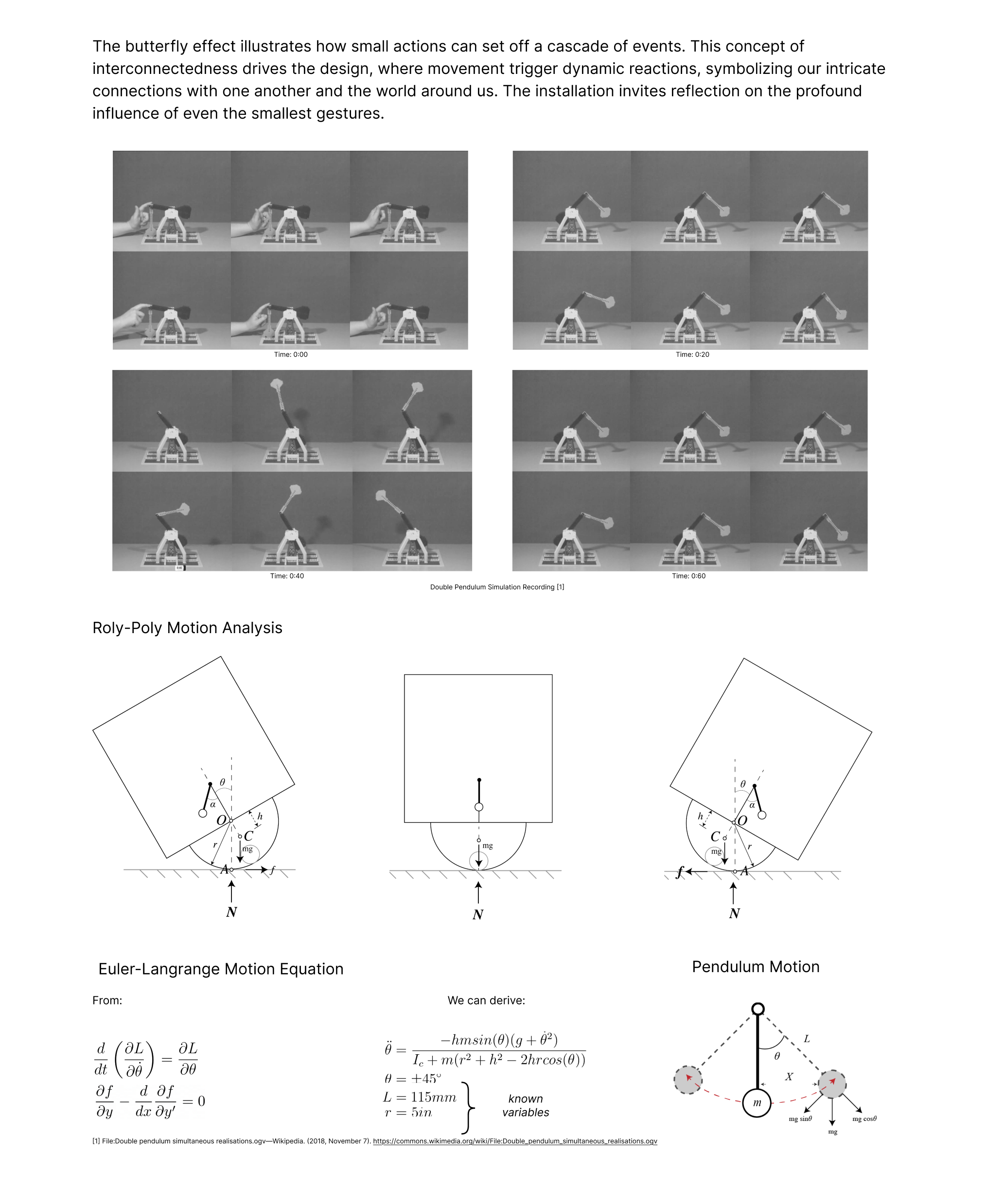 Figma inspiration study of the butterfly effect, pendulum motion, and interconnected movement