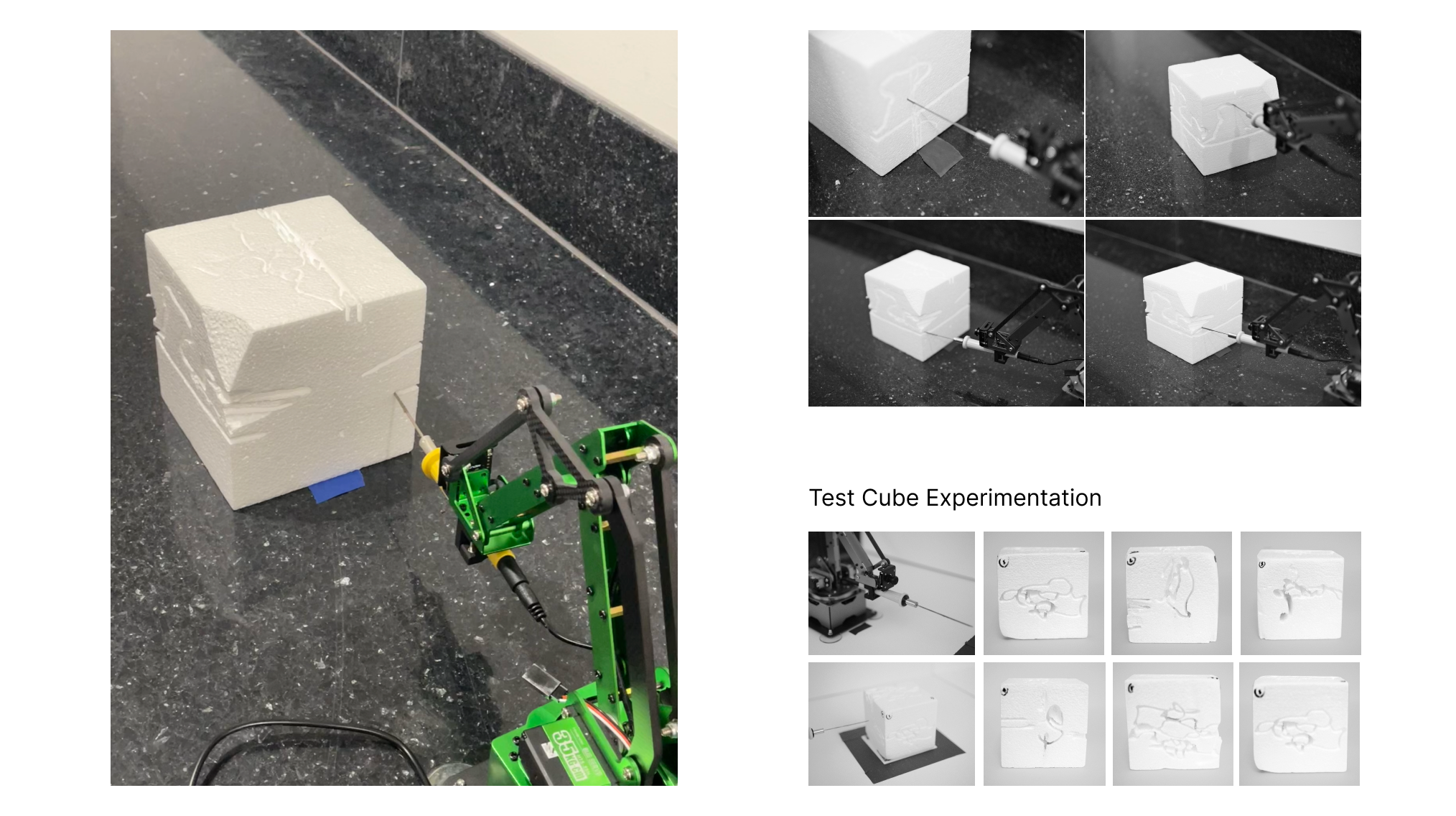 Figma composition of foam cube cutting and material tests